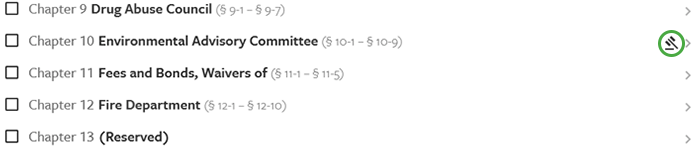 eCode360 screen showing a new laws indicator in the code